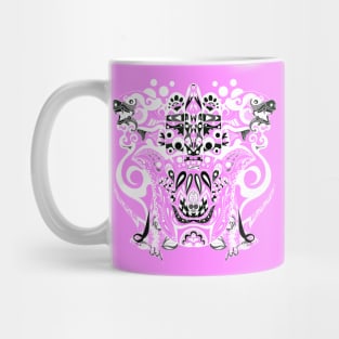 pink immortal tribal kaiju in ecopop pattern Mug